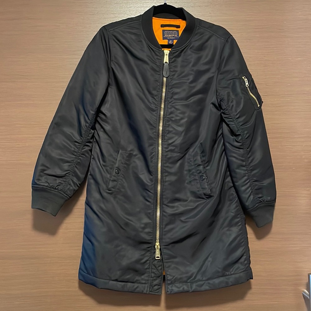 ALPHA Industries Long Black Bomber Jacket